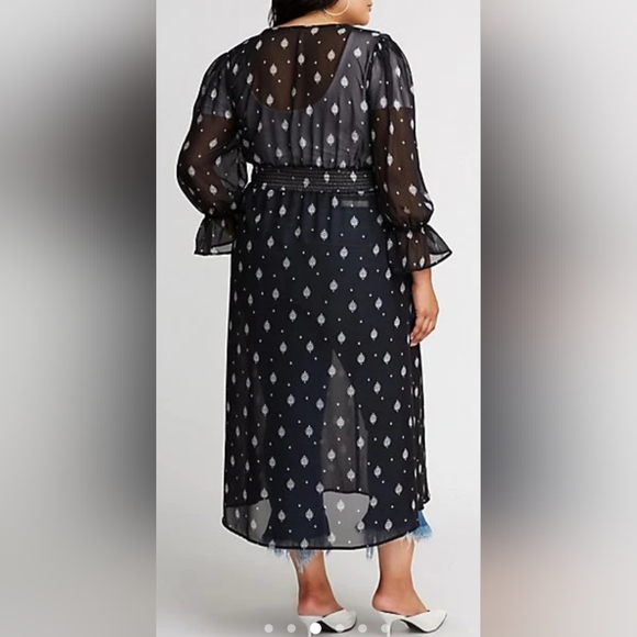 Charlotte Russe Black Printed Longline Kimono - Picture 3 of 11